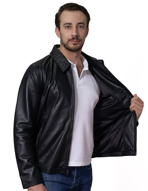 Chamarra Versátil Perry Ellis para Caballero en Piel color Negro.